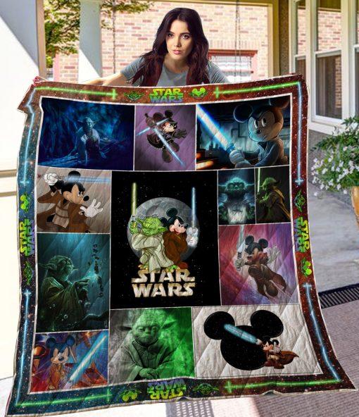 Mickey Yoda Characters Quilt Blanket