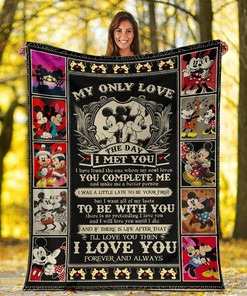 Mickey and Minnie My Only Love The Day I Met You Sherpa Fleece Blanket Gifts for Family, for Couple