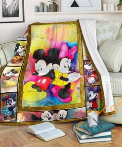 Mickey and Minnie Sherpa Fleece Blanket Gifts for Family, for Couple