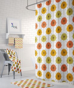Mid Century Atomic Shower Curtain and/or Bathroom Set