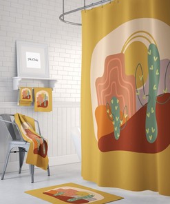 Mid Century Desert Shower Curtain and/or Bathroom Set
