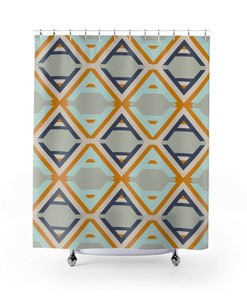 Mid Century Mod Shower Curtain College Dorm Decor, Bathroom Decor