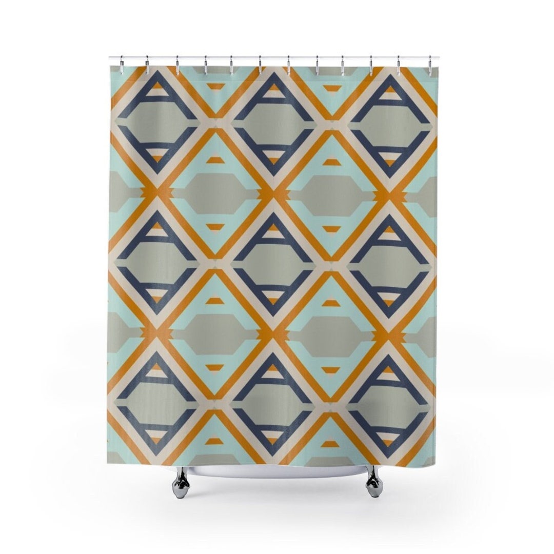 Mid Century Mod Shower Curtain College Dorm Decor, Bathroom Decor