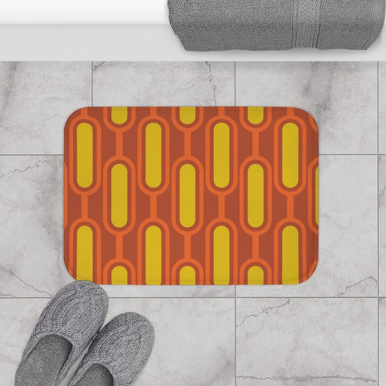 Mid Century Modern Bathroom Decor, Shower Curtain, Bath Mat, Spa Wrap, Waffle Weave Shower Curtain, Hand Towel, Bath Towel, Retro Bathroom - Image 3