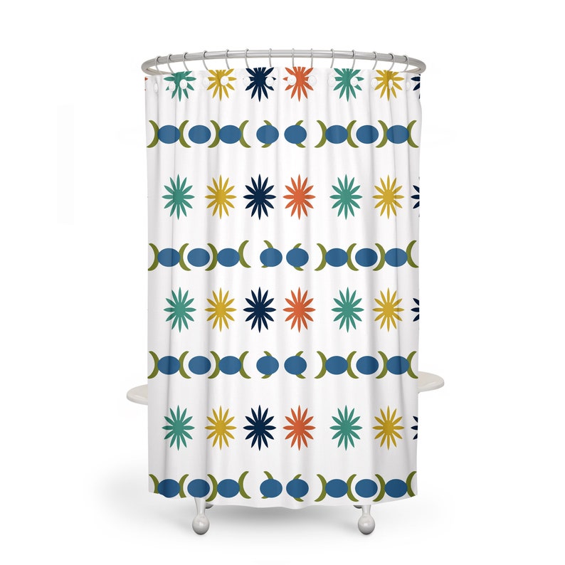 Mid Century Modern Burst Shower Curtain Optional Set - Image 2