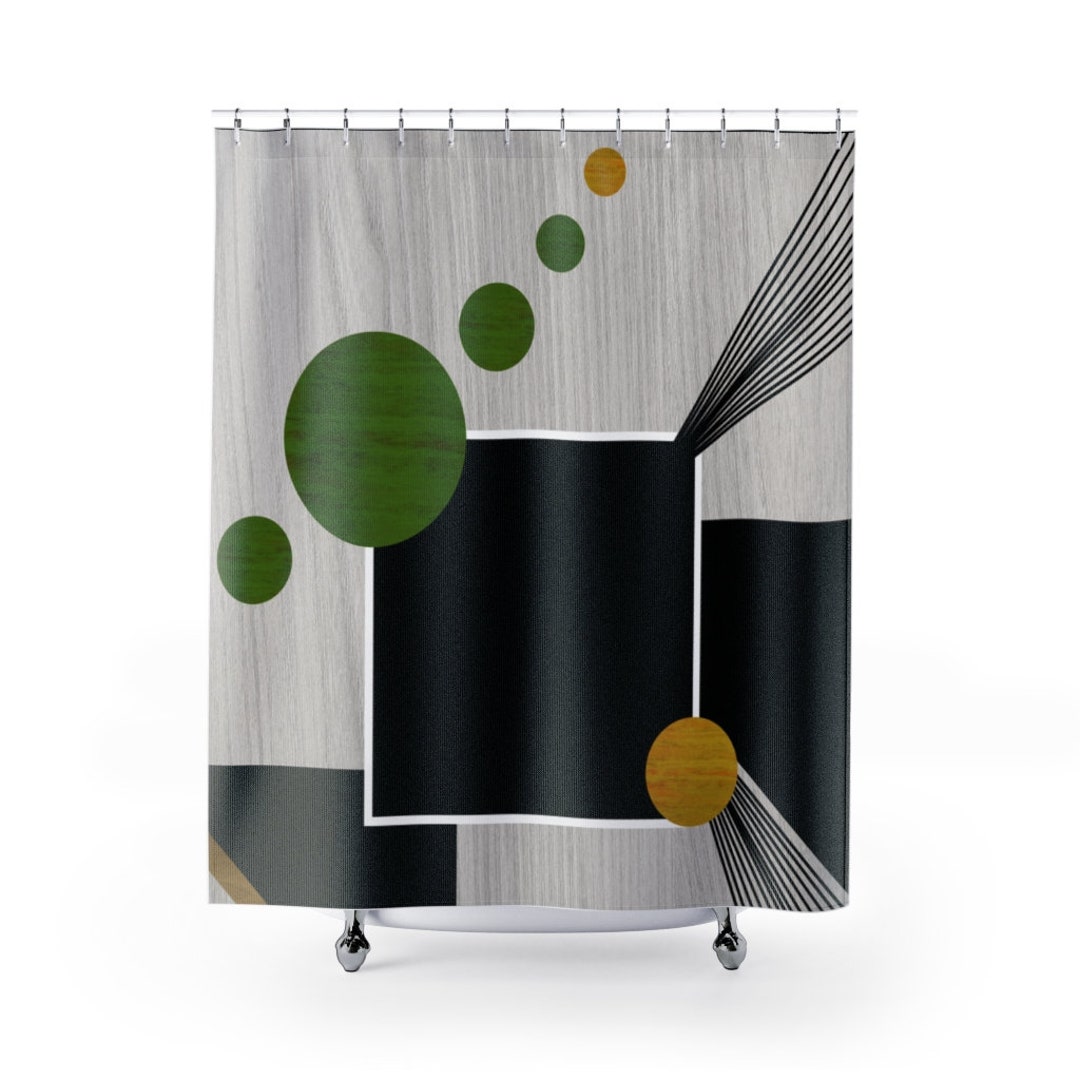 Mid Century Modern Geometric Shower Curtain Bluefink