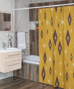 Mid Century Modern Inspired Shower Curtain, Retro 50's Bathroom Accessories
