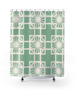Mid Century Modern Palm Springs Breeze Block Mcm Atomic Living Shower Curtain