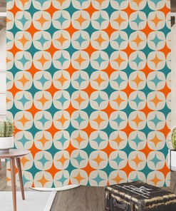 Mid Century Modern Pattern Shower Curtain Optional Set