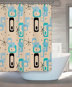 Mid Century Modern , Retro Bath, Shower Curtain, Retro Bathroom, Modern Bathroom, Modern Bath, Art Shower Curtain