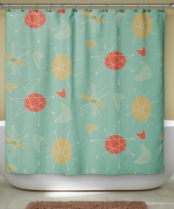 Mid Century Modern, Shower Curtain, Atomic Decor, Retro Bath, Modern Bath, Atomic Era, Retro Bathroom, Modern Bathroom