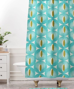 Mid Century Modern Shower Curtain, Bath Curtain, Aqua Shower Curtain, Geometric Shower Curtain, Bathroom Decor