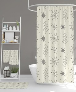 Mid Century Modern Shower Curtain, Bath Mat, Spa Wrap, Waffle Weave Shower Curtain, Hand Towel, Bath Towel, Retro Bathroom