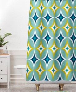 Mid Century Modern Shower Curtain, Bathroom Decor, Fabric Shower Curtain, Geometric Shower Curtain