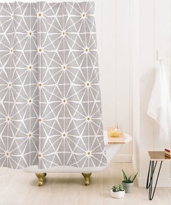 Mid Century Modern Shower Curtain, Beige Bath Curtain, Bathroom Decor, Fabric Shower Curtain, Retro Decor, Geometric Shower Curtain