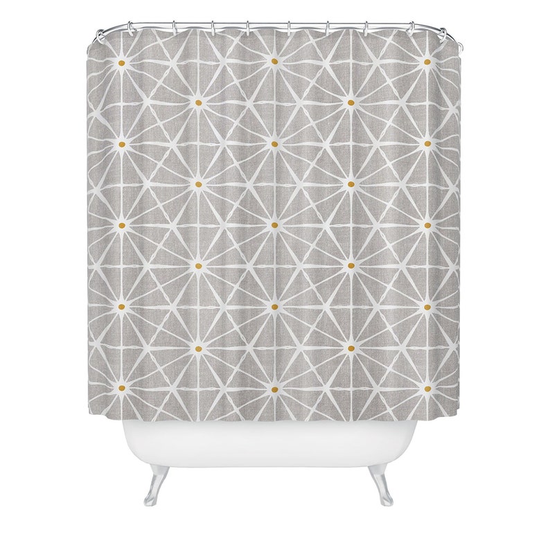Mid Century Modern Shower Curtain, Beige Bath Curtain, Bathroom Decor, Fabric Shower Curtain, Retro Decor, Geometric Shower Curtain - Image 2