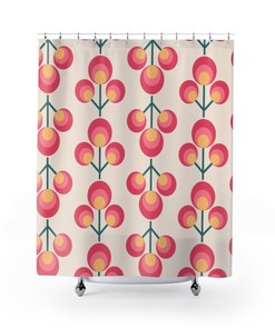 Mid Century Modern Shower Curtain College Dorm Decor, Bathroom Decor, Minimalist Bath Curtain