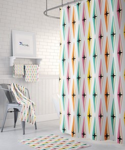 Mid Century Modern Shower Curtain Diamond Pattern