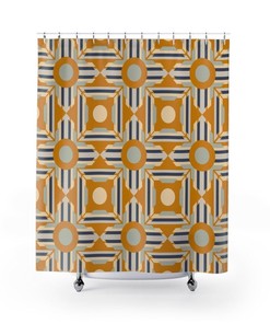 Mid Century Modern Shower Curtain Dorm Room Decor, 60s or 70s Bathroom Decor