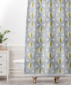 Mid Century Modern Shower Curtain, Gray Shower Curtain, Geometric Shower Curtain, Mcm Decor, Gray Bath Curtain