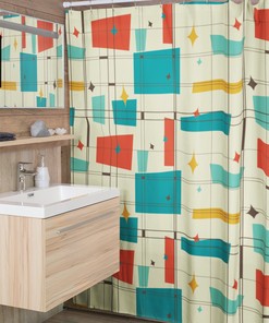 Mid Century Modern Shower Curtain, Mcm Bathroom Accessory, Retro Style