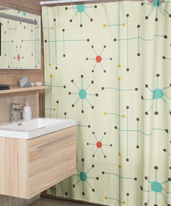 Mid Century Modern Shower Curtain, Mcm Bathroom Accessory, Retro Style Home Decor