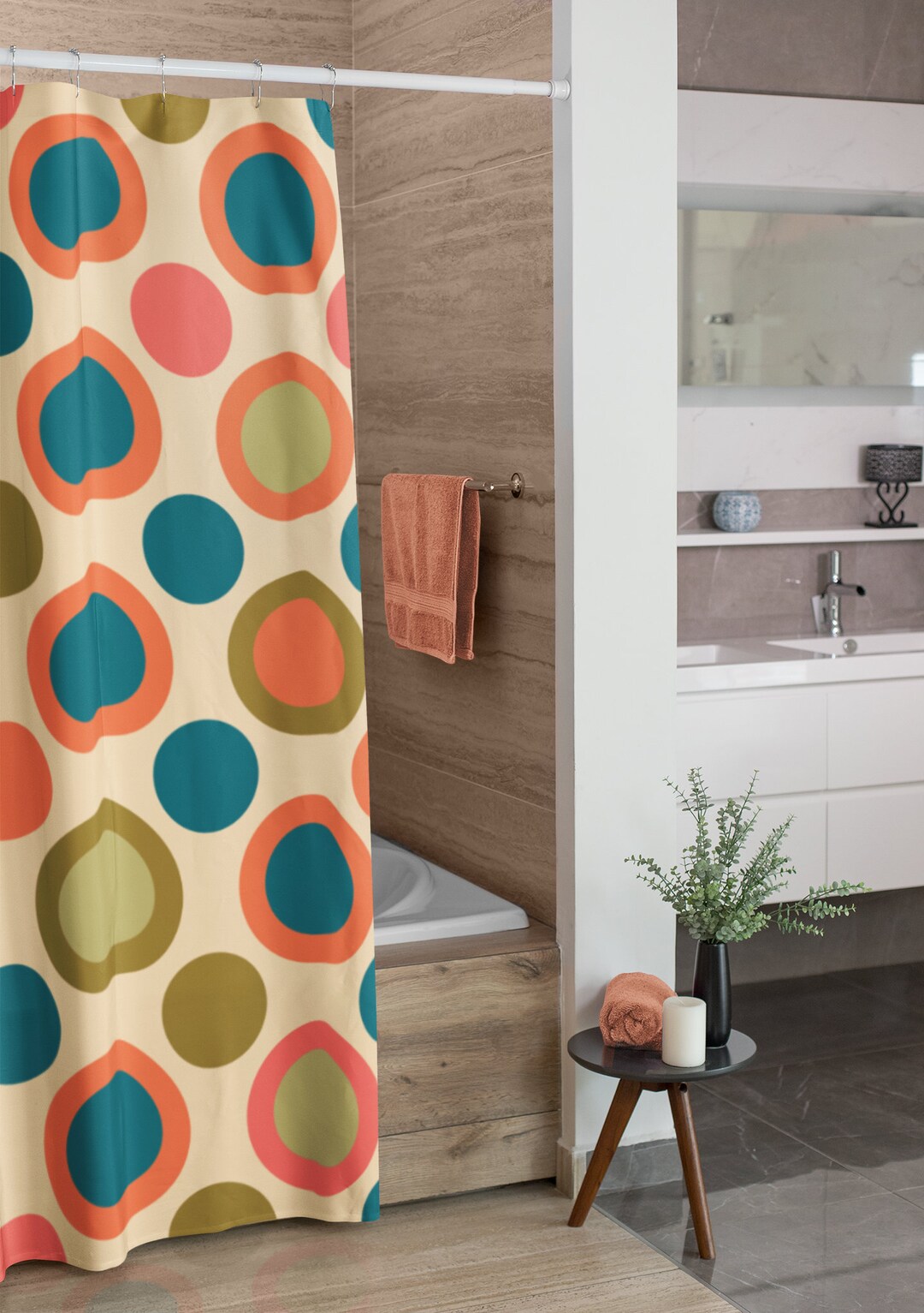 Mid Century Modern Shower Curtain Mcm Shower Accessory, Retro Bathroom Curtain, Tub Curtain, Retro Shower Curtain