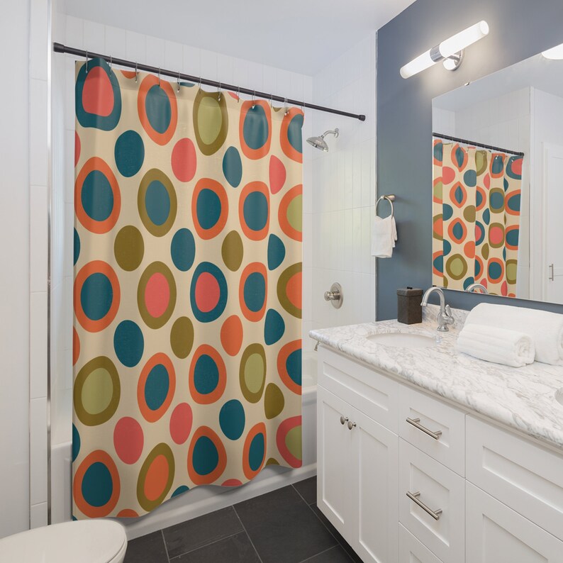 Mid Century Modern Shower Curtain Mcm Shower Accessory, Retro Bathroom Curtain, Tub Curtain, Retro Shower Curtain - Image 3