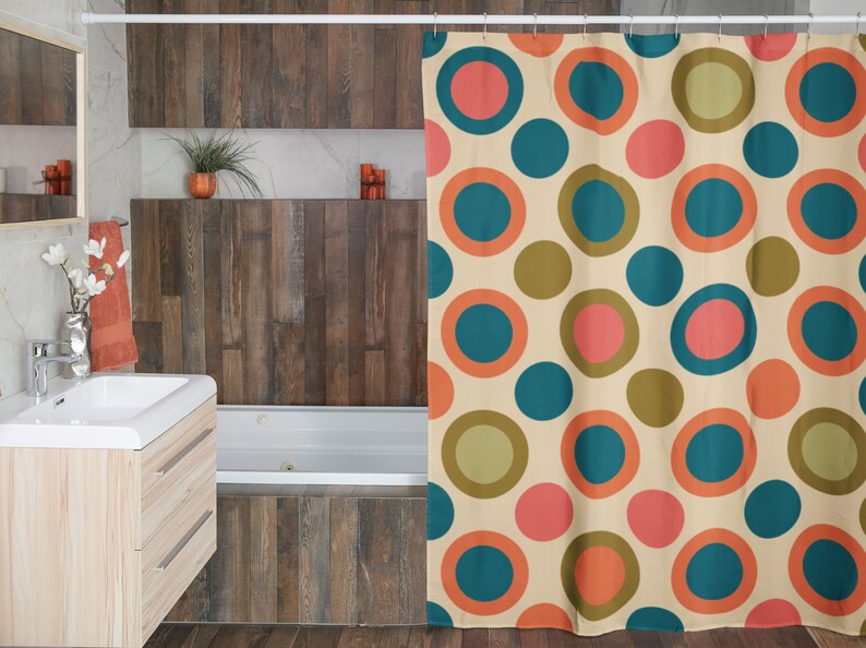 Mid Century Modern Shower Curtain Mcm Shower Accessory, Retro Bathroom Curtain, Tub Curtain, Retro Shower Curtain - Image 4