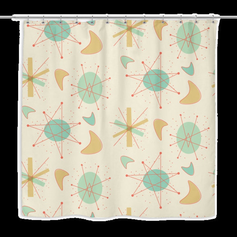 Mid Century Modern, Shower Curtain, Modern Bath, Retro Bath, Atomic Era, Atomic Decor, Retro Bathroom, Modern Bathroom - Image 2