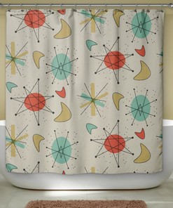 Mid Century Modern, Shower Curtain, Retro Bath, Modern Bath, Atomic Era, Atomic Decor, Retro Bathroom, Modern Bathroom