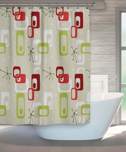 Mid Century Modern, Shower Curtain, Retro Bath, Modern Bath, Eames Era, Retro Bathroom