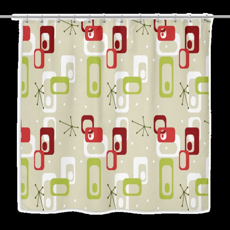 Mid Century Modern, Shower Curtain, Retro Bath, Modern Bath, Eames Era, Retro Bathroom - Image 2