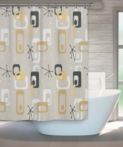 Mid Century Modern, Shower Curtain, Retro Bath, , Modern Bathroom, Modern Bath, Art Shower Curtain, Gift for Christmas,