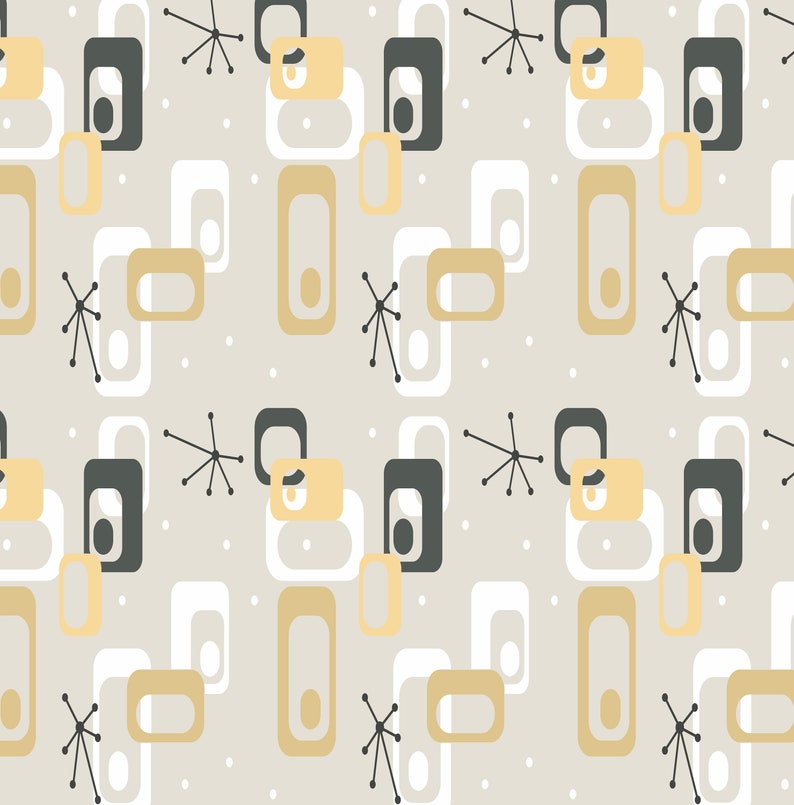 Mid Century Modern, Shower Curtain, Retro Bath, , Modern Bathroom, Modern Bath, Art Shower Curtain, Gift for Christmas, - Image 2