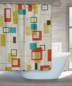 Mid Century Modern, Shower Curtain, Retro Bath, Retro Bathroom, Modern Bath, Art Shower Curtain, Modern Bathroom