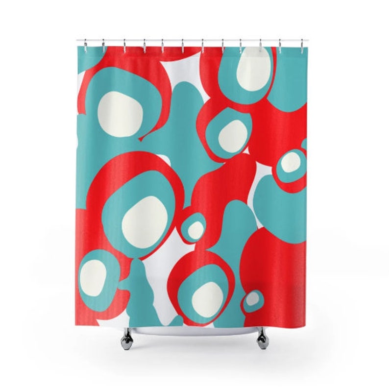 Mid Century Modern Shower Curtain, Retro MCM Home Decor Shower Curtains