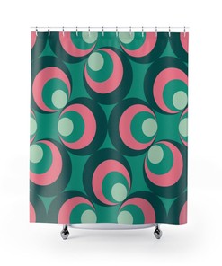 Mid Century Modern Shower Curtain, Retro Shower Curtain, 1950s Bathroom Decor, 1960s Bathroom Decor