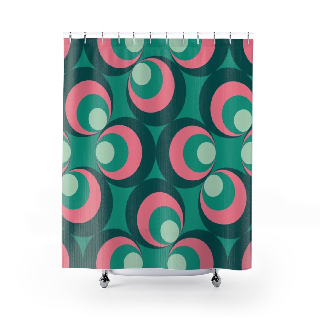 Mid Century Modern Shower Curtain, Retro Shower Curtain, 1950s Bathroom Decor, 1960s Bathroom Decor
