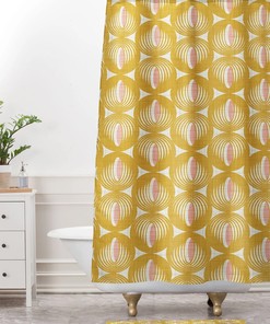 Mid Century Modern Shower Curtain, Yellow Shower Curtain, Bathroom Decor, Bath Curtain, Geometric Shower Curtain