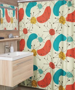 Mid Century Modern Shower Curtains, Mcm Shower Accessory, Retro Bathroom Curtain Bath Decor