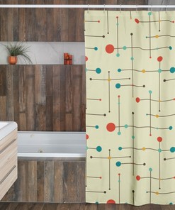 Mid Century Modern Shower Curtains, Mcm Shower Accessory, Retro Bathroom Curtain, Bathroom Decor