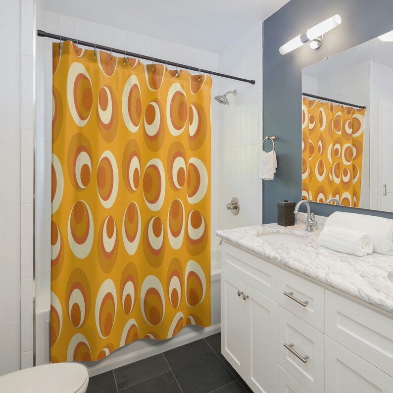 Mid Century Modern Shower Curtains, Mcm Shower Accessory, Retro Bathroom Curtain, Retro Bathroom Decor - Image 3