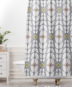 Mid Century Shower Curtain Bathroom Décor, Geometric Shower Curtain