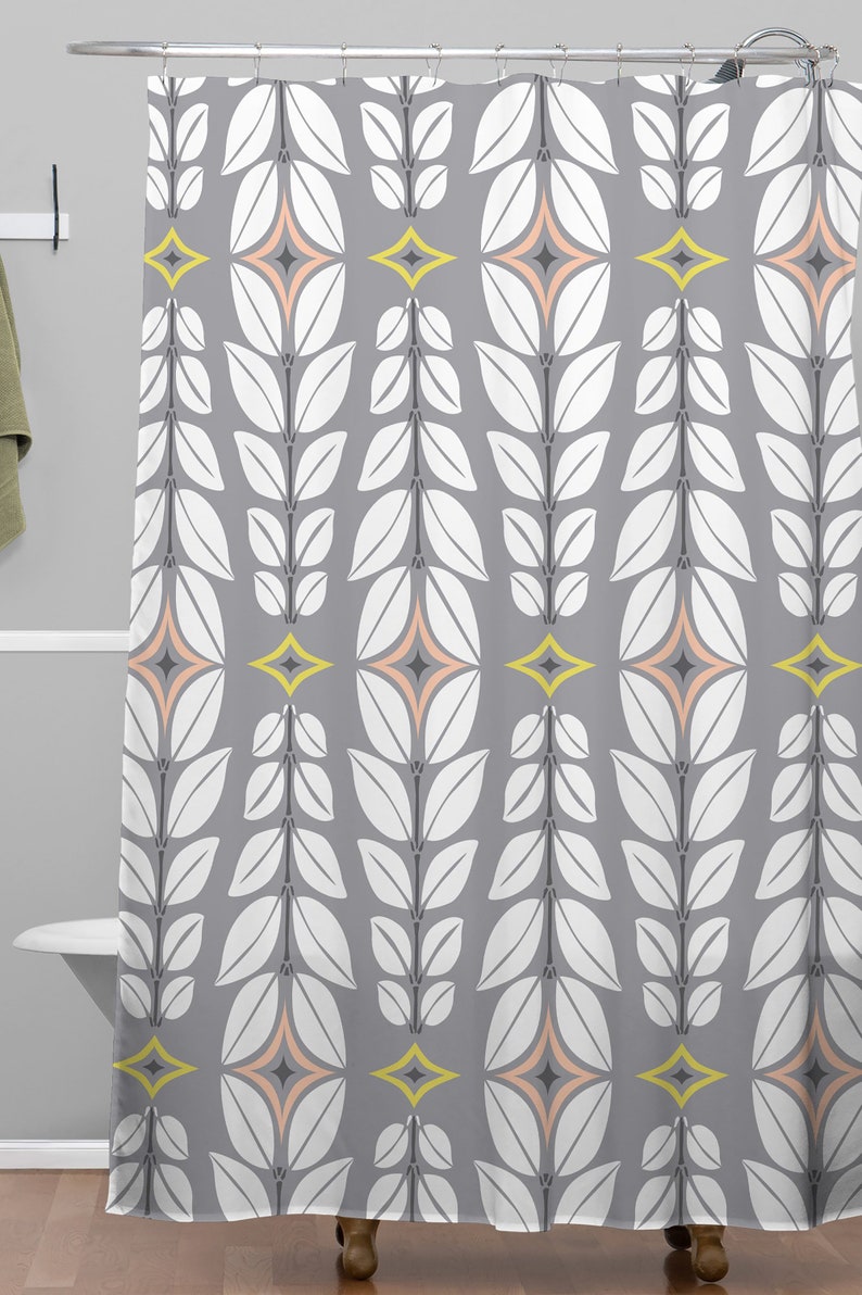 Mid Century Shower Curtain Bathroom Décor, Geometric Shower Curtain - Image 2