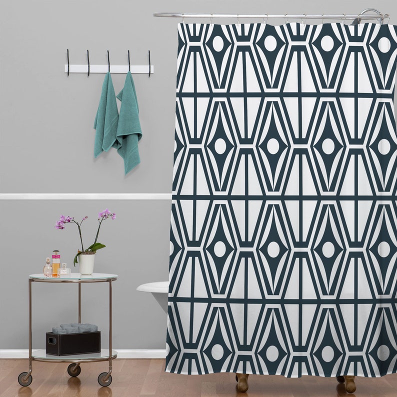 Mid Century Shower Curtain, Fabric Shower Curtain, Geometric Shower Curtain, Retro Home Decor, Bathroom Curtain - Image 3