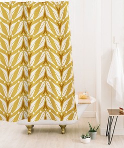 Mid Century Shower Curtain, Yellow Shower Curtain, Mid Century Decor, Geometric Shower Curtain, Retro Decor