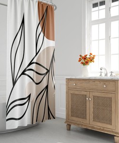 Mid-Century Modern Shower Curtain, Boho Bath Curtain