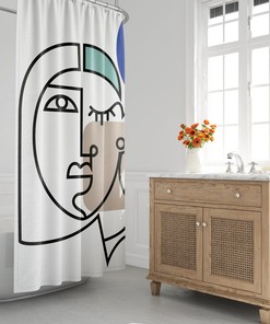 Mid-Century Modern Shower Curtain, Boho Bath Curtain, Contemporary Modern Bath Decor