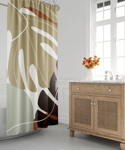 Mid-Century Modern Shower Curtain, Boho Bath Curtain, Minimalist, Abstract, Tropical Leaf, Autumn, Botanical, Plants, Foliage, Bath Decor